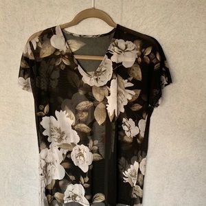 Floral See Through Blouse